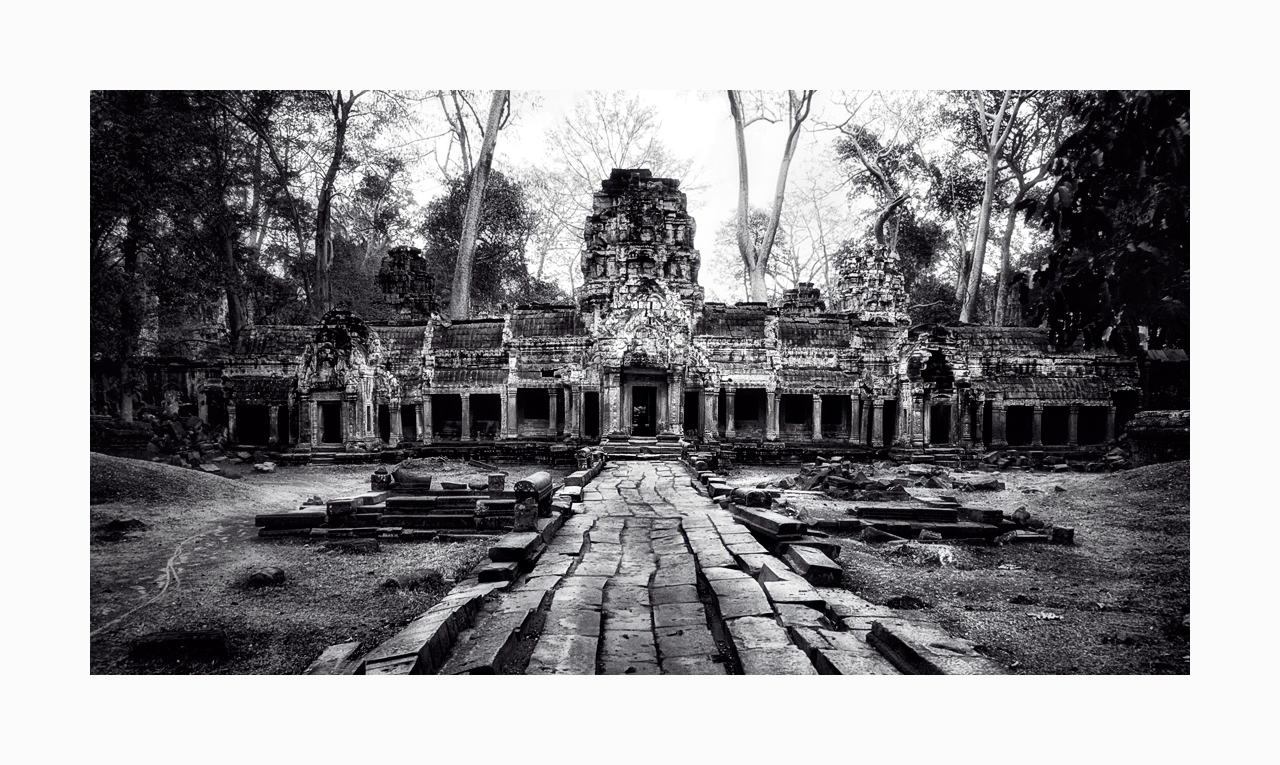 Fine art black and white image of Entrance to Central Sanctuary of Ta Prohm, 1993, Siem Reap