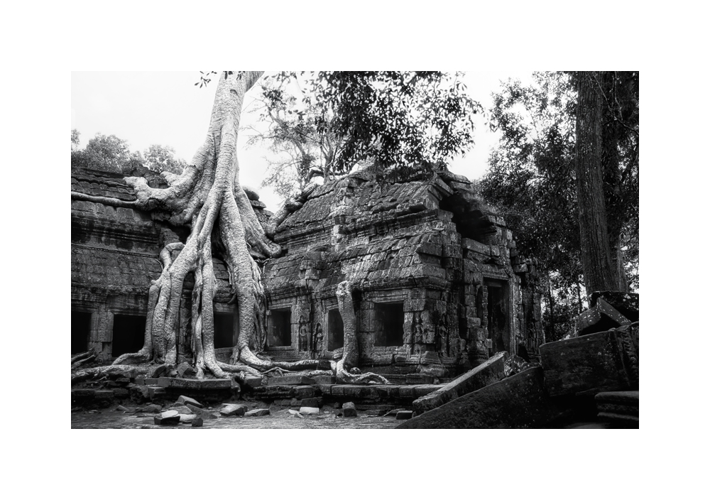 Fine art black and white image of Easternmost Gopura of Ta Prohm II, 1993, Siem Reap