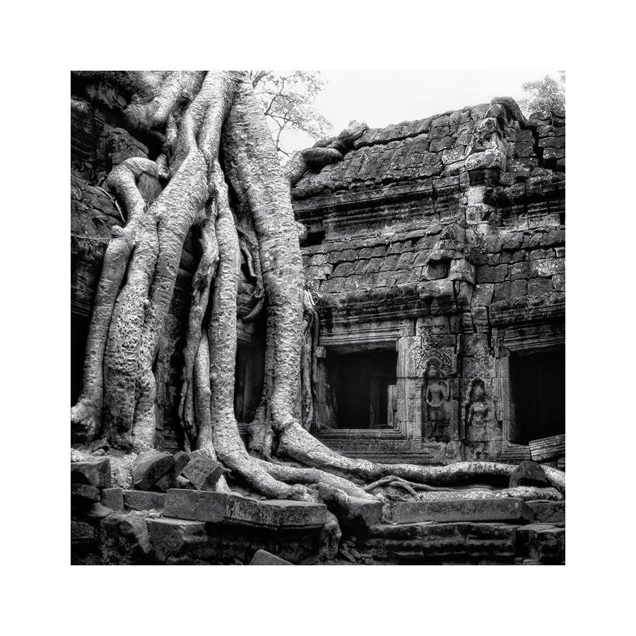 Fine art black and white image of Easternmost Gopura of Ta Prohm III, 1993, Siem Reap